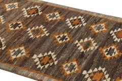 Vintage Gabbeh Persian Rug with Beige-Brown Geometric Patterns - Rug & Kilim