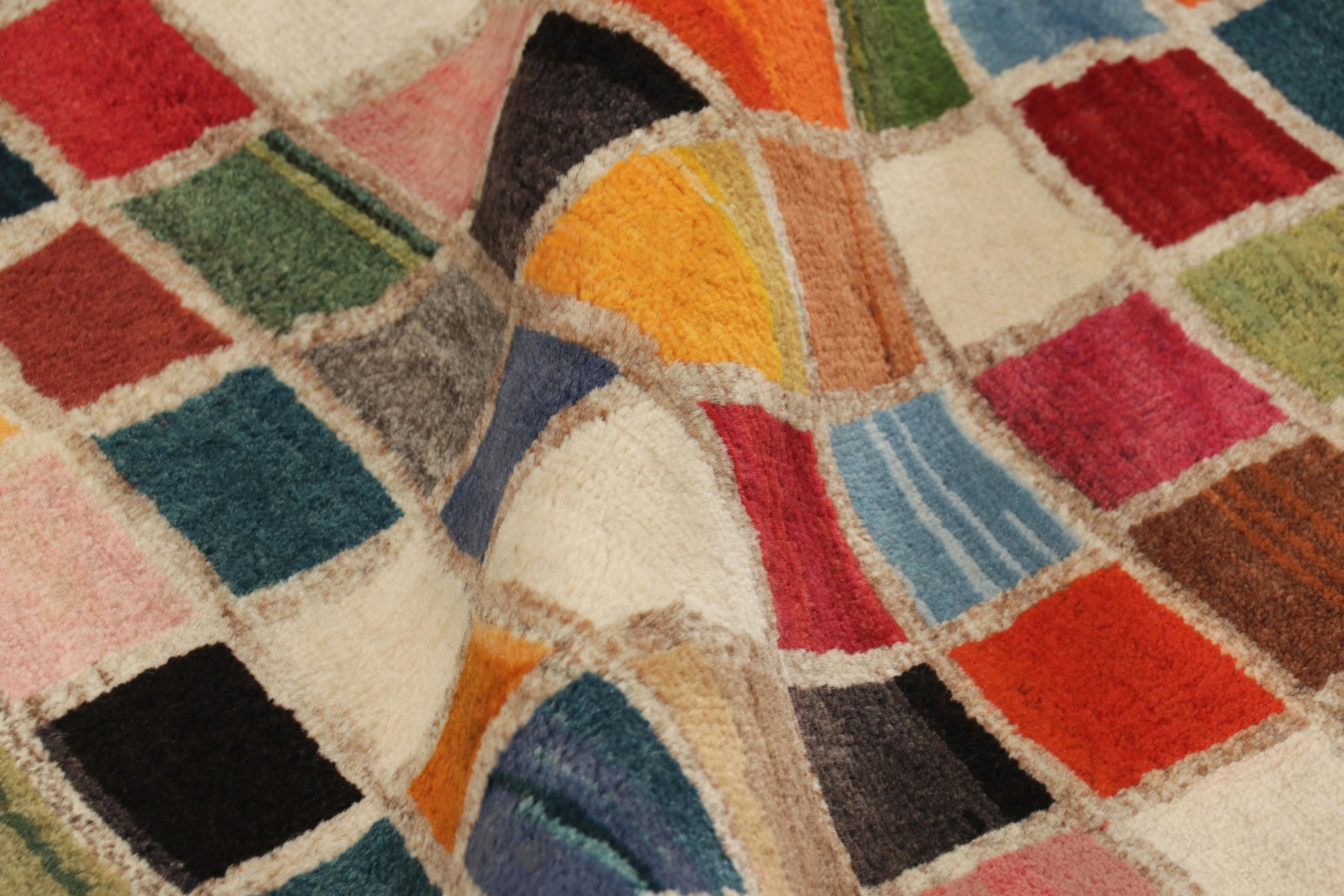 Vintage Gabbeh Perserteppich mit buntem geometrischem Muster - Rug & Kilim (Mitte des 20. Jahrhunderts) im Angebot