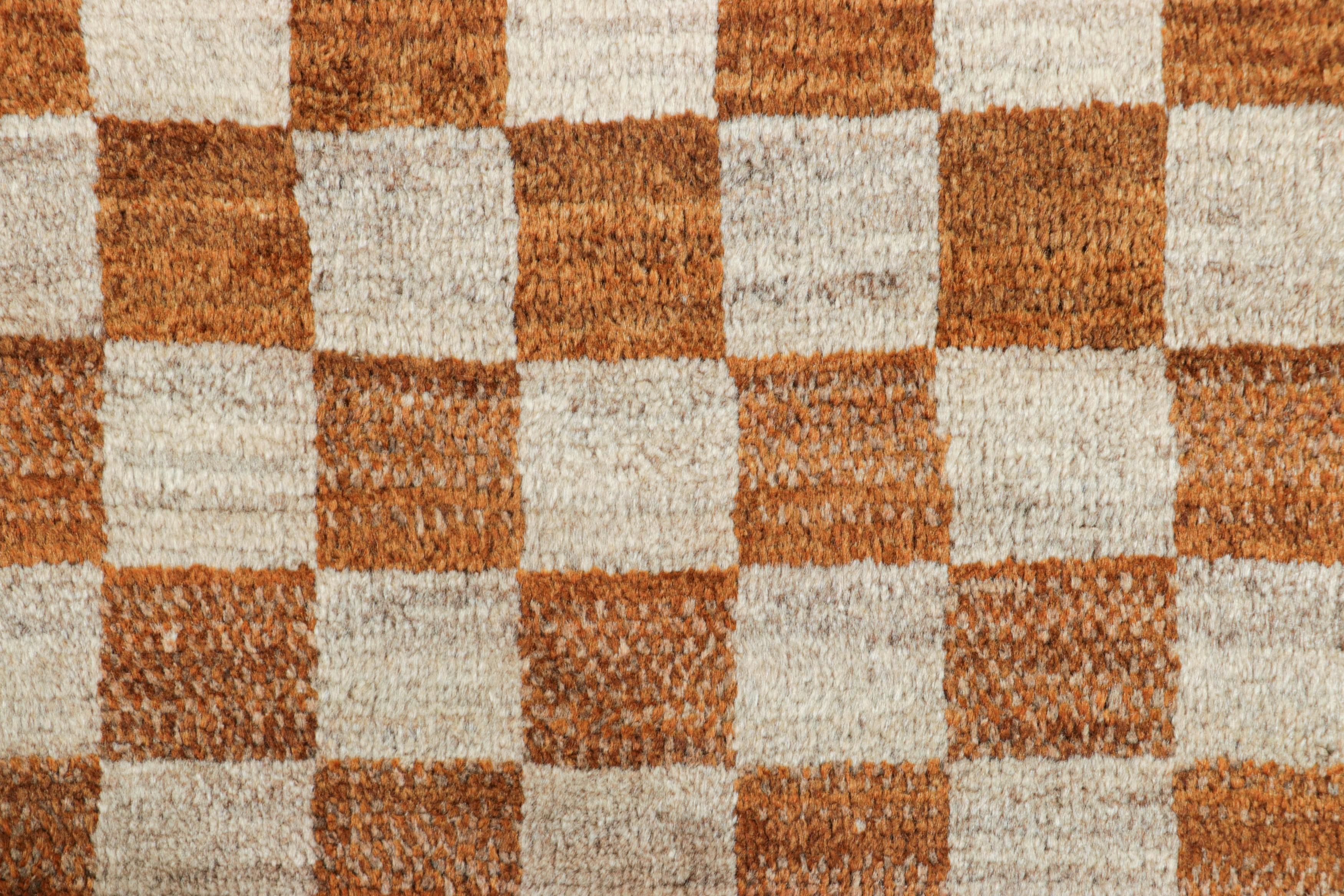 Alfombra Persa Gabbeh Vintage con Motivos Geométricos Crema y Marrón - Rug & Kilim Tribal en venta