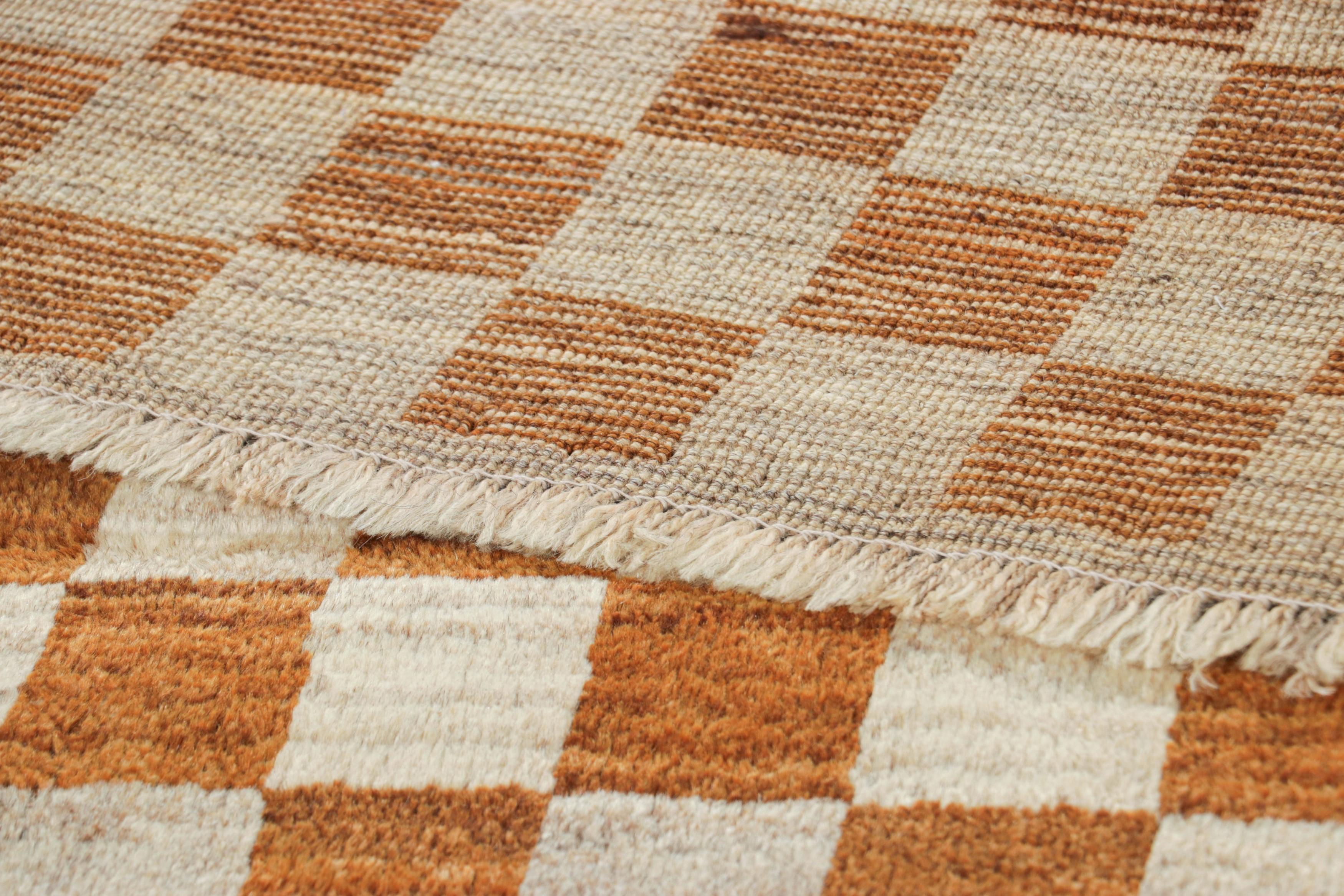 Alfombra Persa Gabbeh Vintage con Motivos Geométricos Crema y Marrón - Rug & Kilim Lana en venta