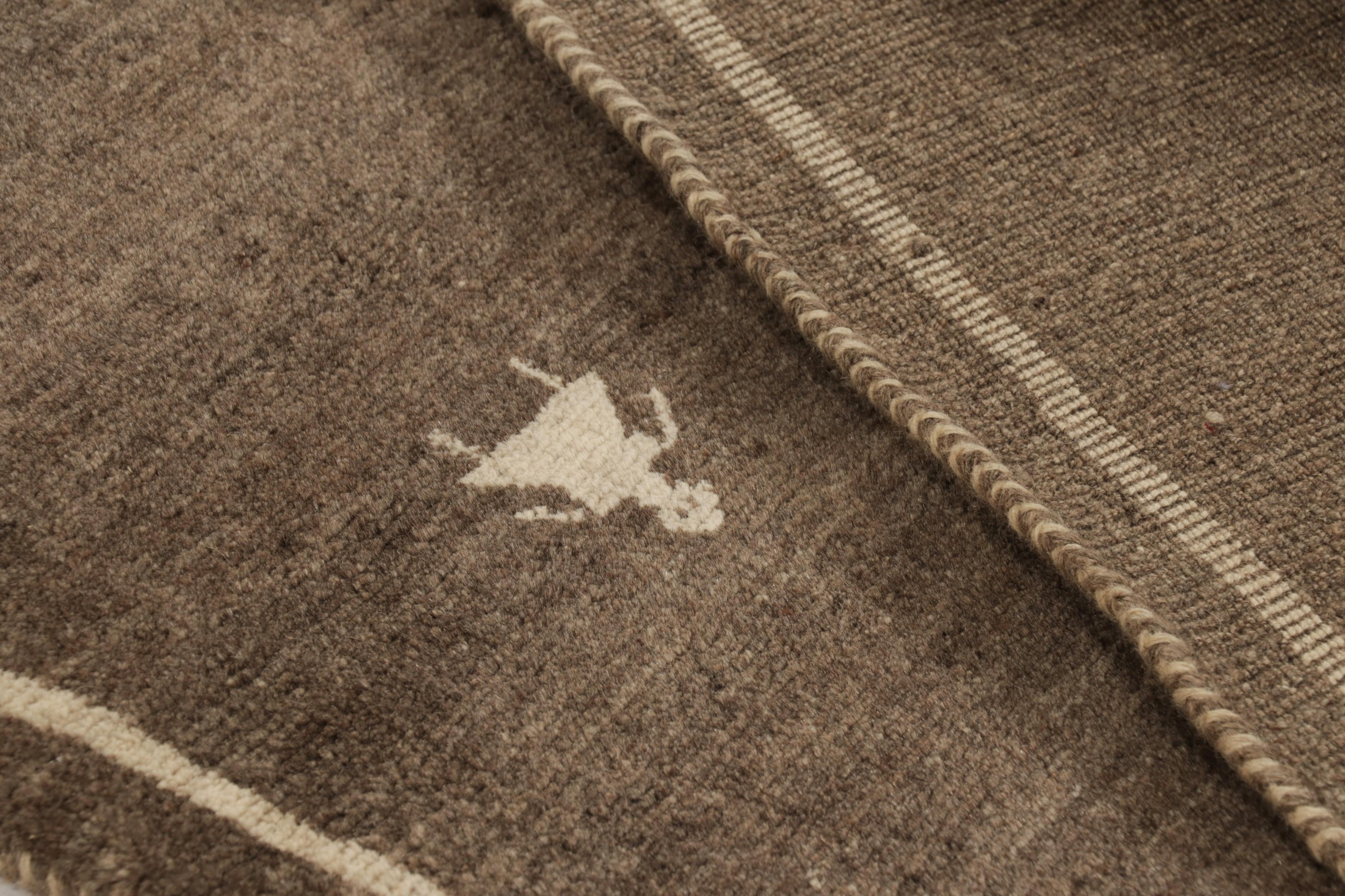 Lana Tappeto persiano Gabbeh vintage in marrone con medaglioni a diamante - Rug & Kilim in vendita