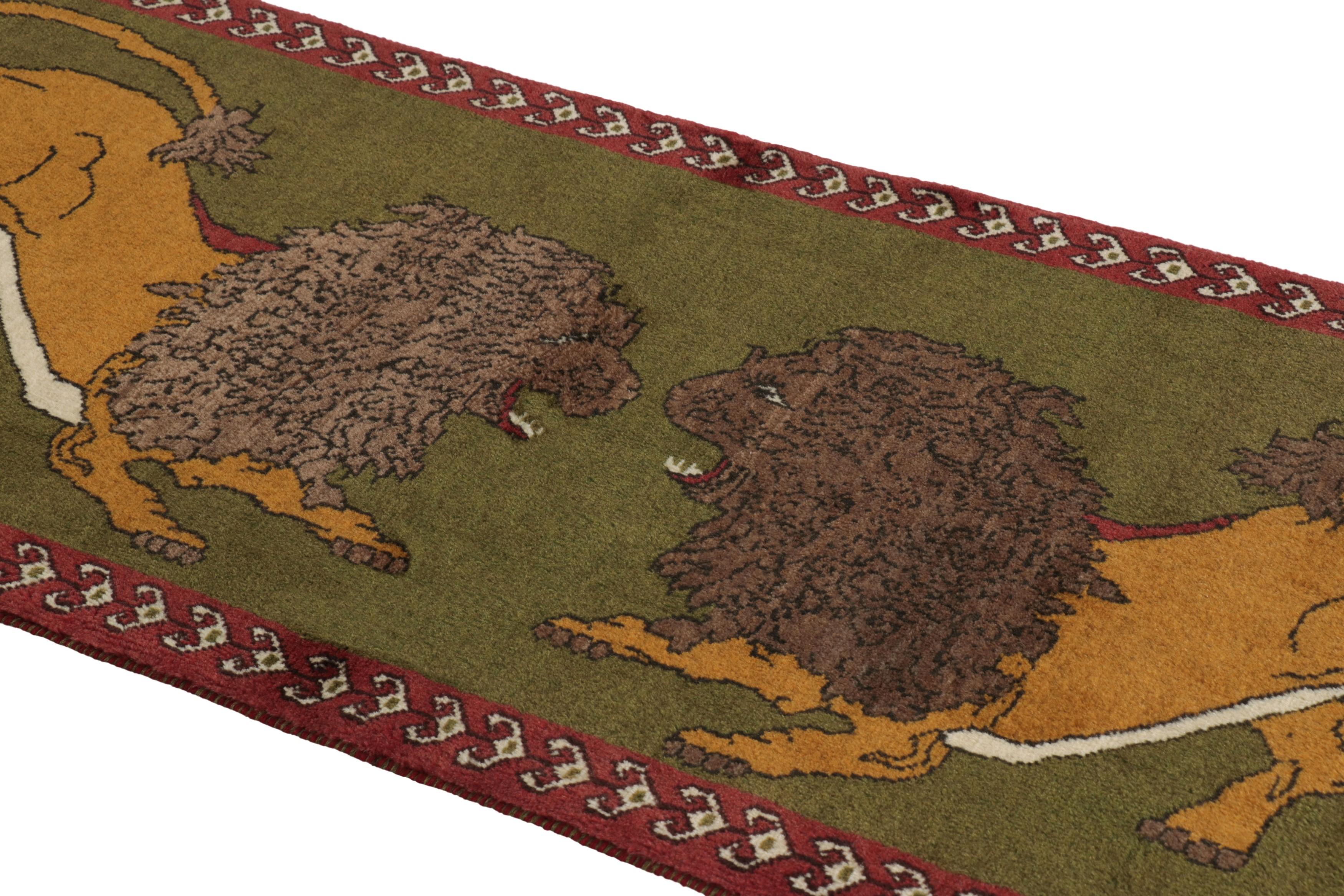 This vintage 2x5 Persian Gabbeh runner rug is the latest entry to Rug & Kilim’s curation of rare tribal pieces. Hand-knotted in wool circa 1950-1960.

On the Design:

This captivating vintage Gabbeh rug features a bold, symmetrical composition that