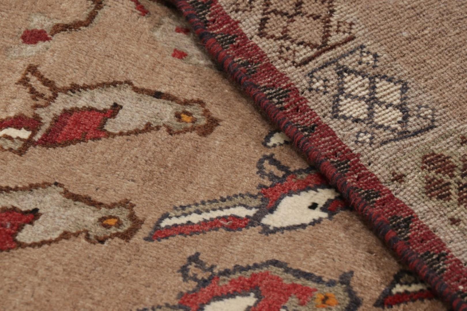 Alfombra persa vintage Gabbeh, topo y pájaros rojos - Rug & Kilim Lana en venta