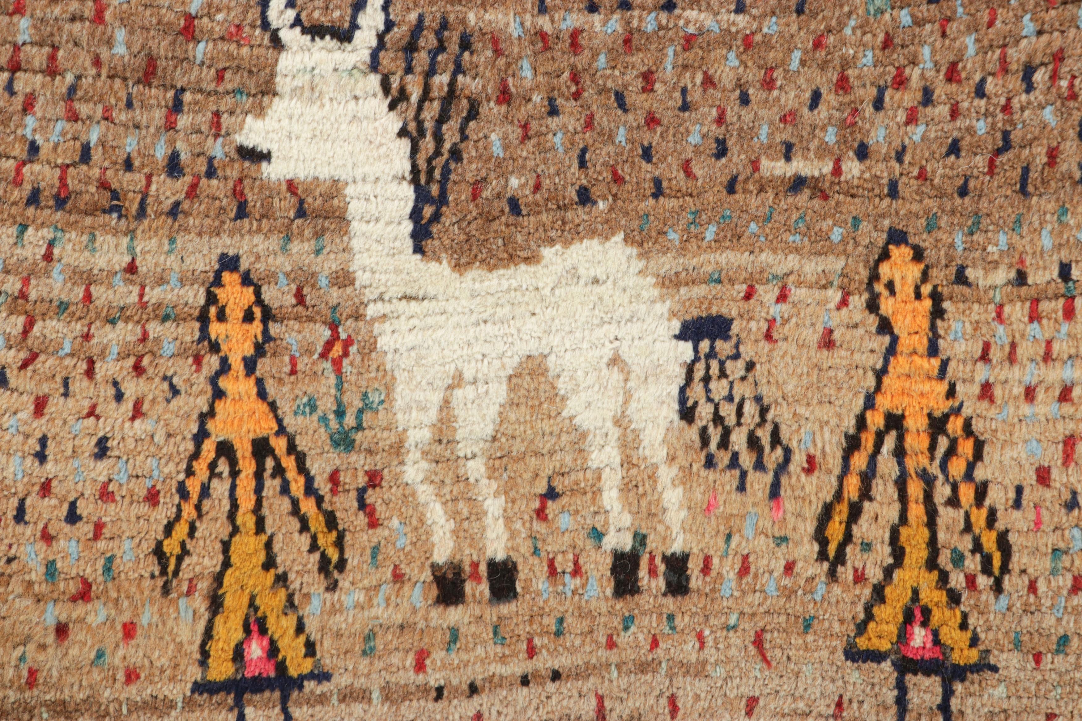 Vintage Gabbeh Persischer Läufer Teppich mit bunten Bildern - Rug & Kilim (Stammeskunst) im Angebot