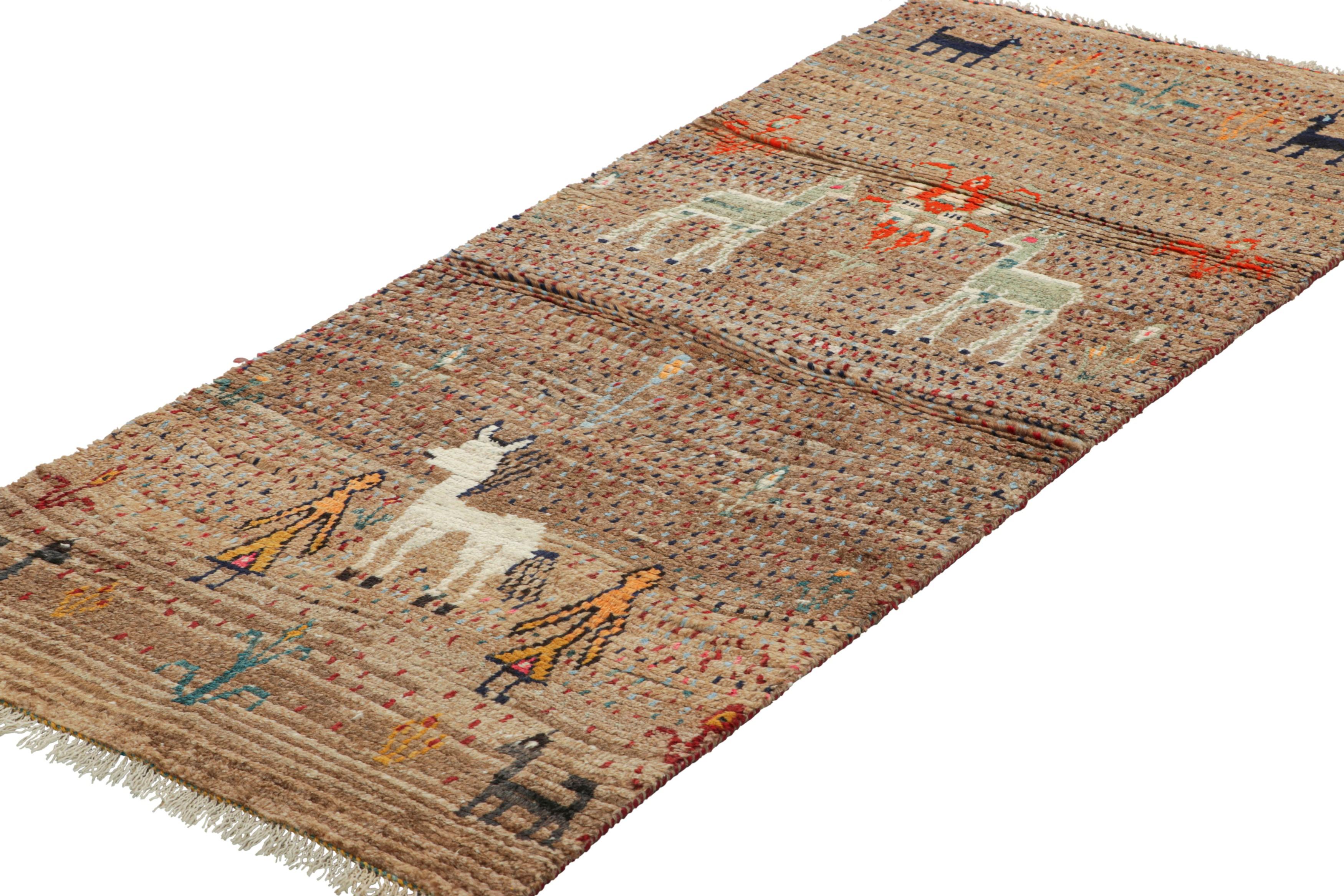 Vintage Gabbeh Persischer Läufer Teppich mit bunten Bildern - Rug & Kilim (Handgeknüpft) im Angebot