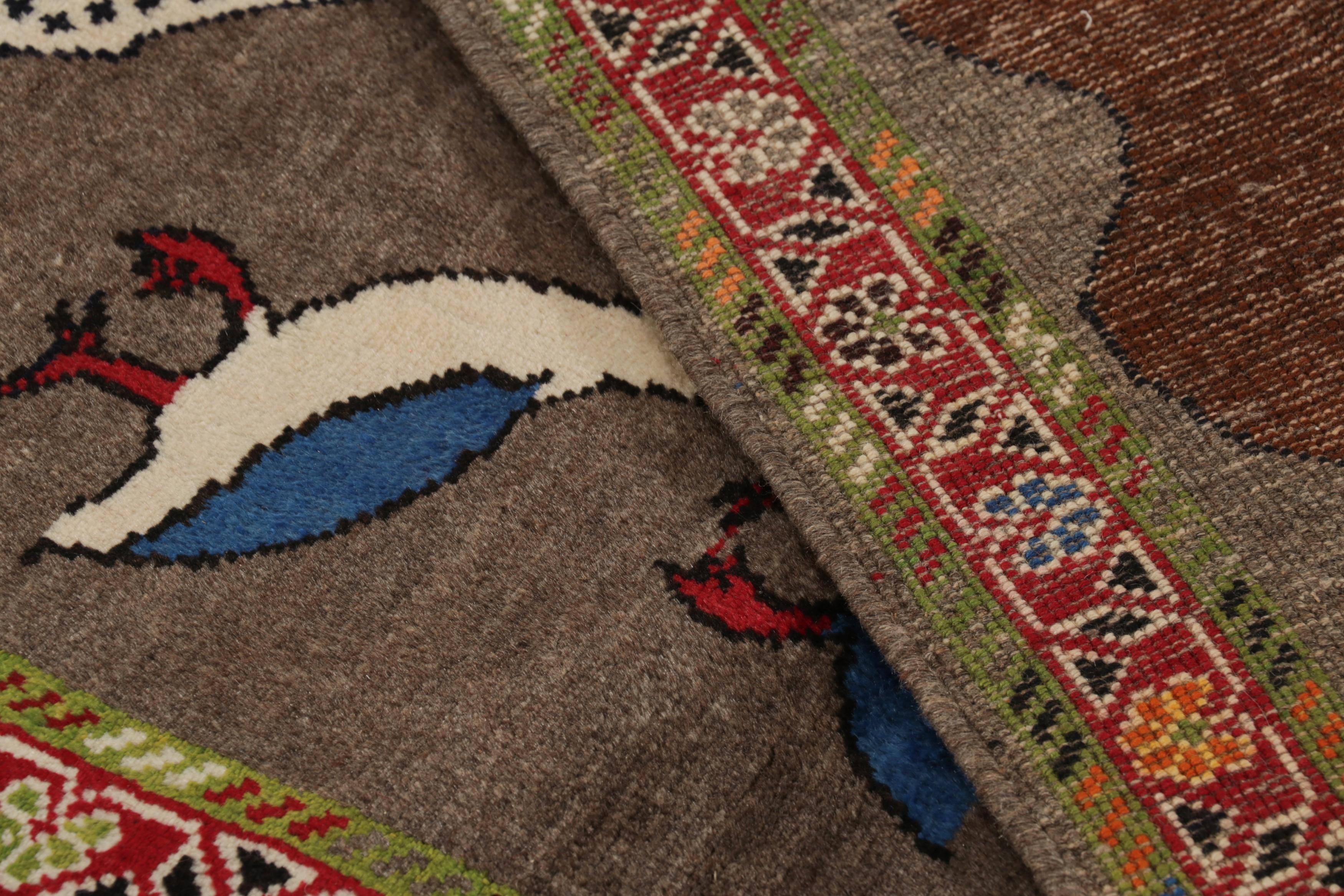 Vintage Gabbeh Persischer Läufer Teppich mit Stammestierbildern - Rug & Kilim (Wolle) im Angebot