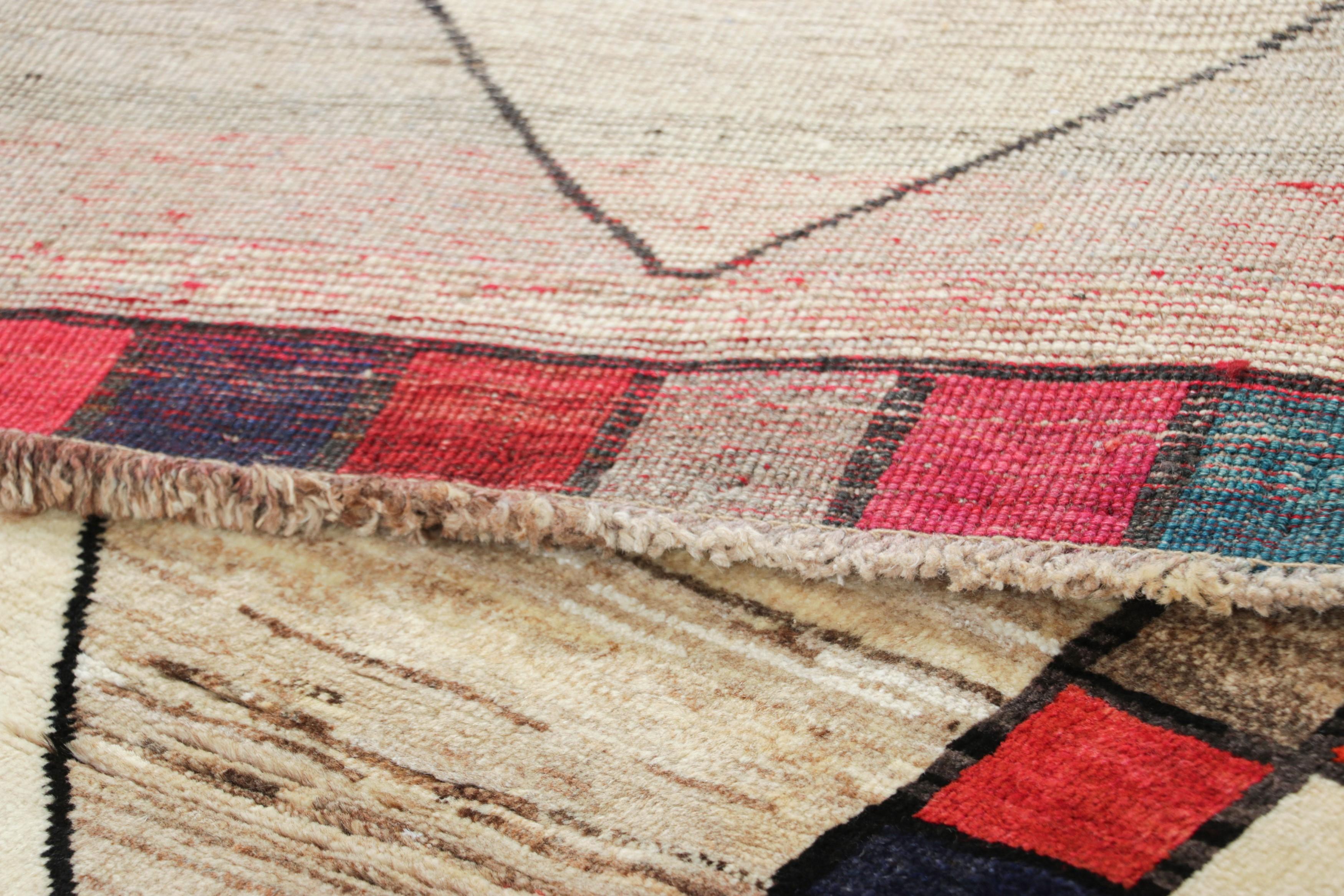 Traves de Mesa Persa Gabbeh Vintage con Medallones de Diamantes Multicolor - Rug & Kilim Lana en venta