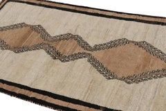 Vintage Gabbeh Persian Tribal Rug, Beige-Brown Diamond Medallions - Rug & Kilim
