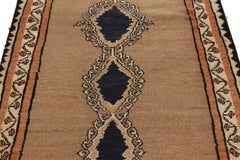 Vintage Gabbeh Persian Tribal Rug, Beige-Brown DIamond Medallions - Rug & Kilim