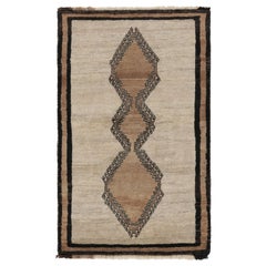 Vintage Gabbeh Persian Tribal Rug, Beige-Brown Diamond Medallions - Rug & Kilim