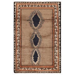 Tappeto tribale persiano Gabbeh vintage, beige-marrone con medaglioni di diamanti - Rug & Kilim