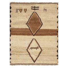 Tappeto tribale persiano Gabbeh vintage, medaglioni a diamante beige-marrone - Rug & Kilim