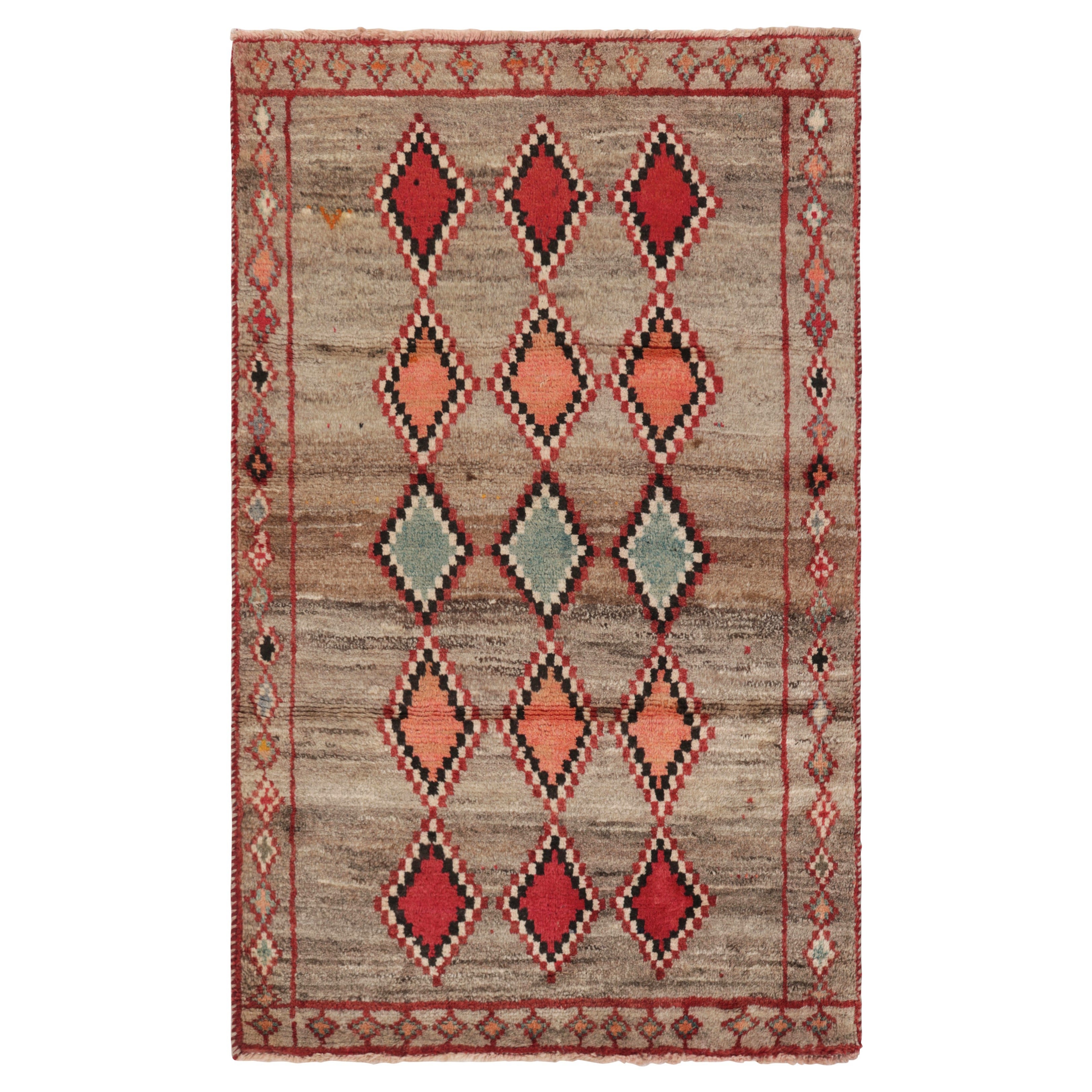Vintage Gabbeh Persischer Stammesteppich, Beige-Grau DIamond Medaillons - Rug & Kilim