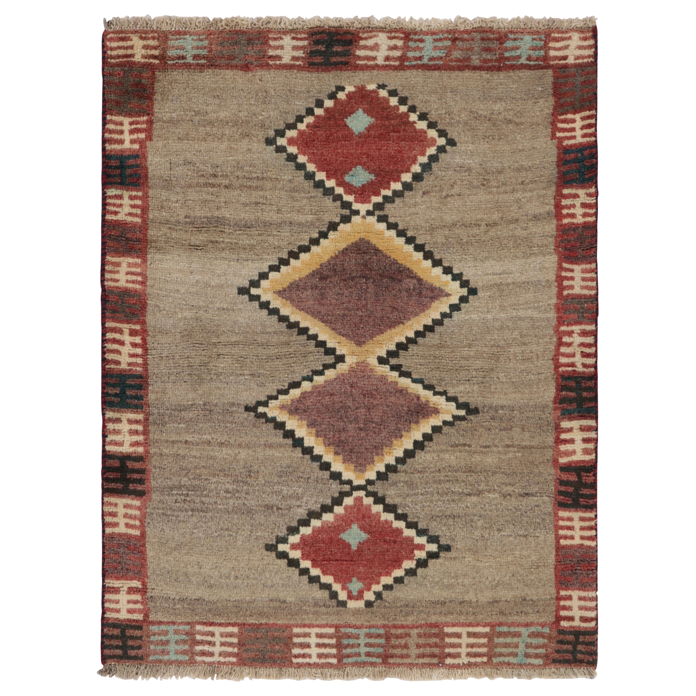 Vintage Gabbeh Persischer Stammes-Teppich, Beige-Grau DIiamant-Medaillons - Rug & Kilim