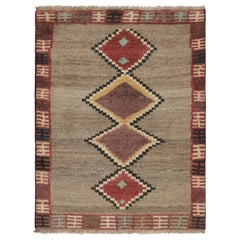 Tappeto tribale persiano Gabbeh vintage, medaglioni beige-grigio con diamanti - Rug & Kilim