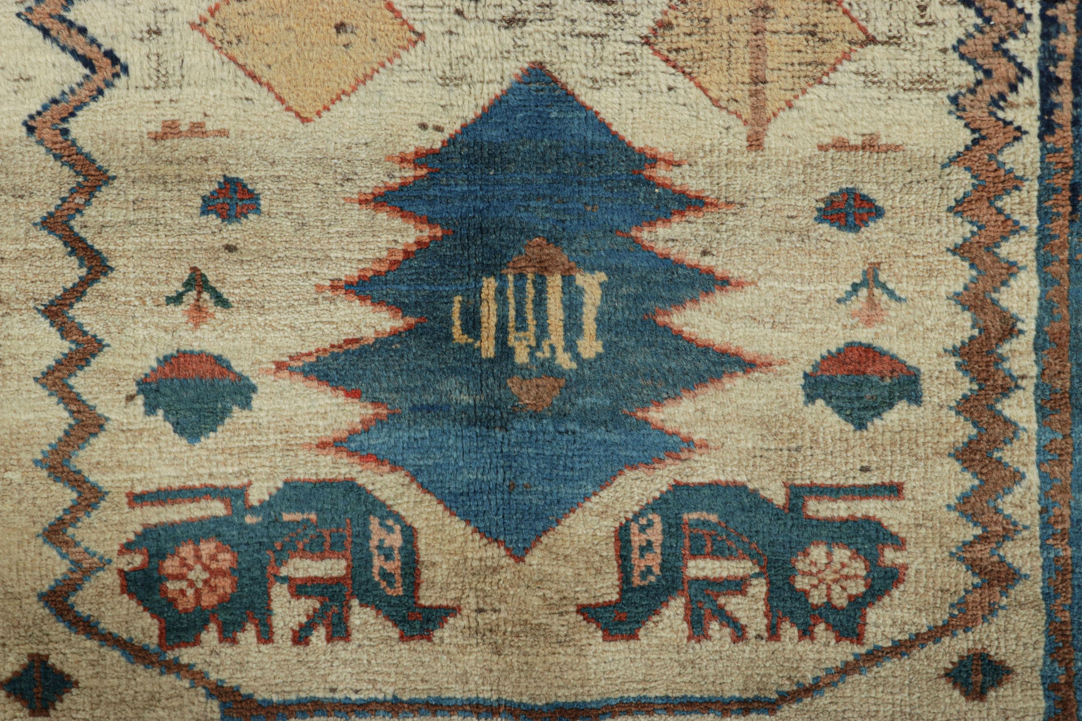 Tribale Vintage Gabbeh Persian Tribal Rug, Blue with Geometric Patterns - Rug & Kilim in vendita
