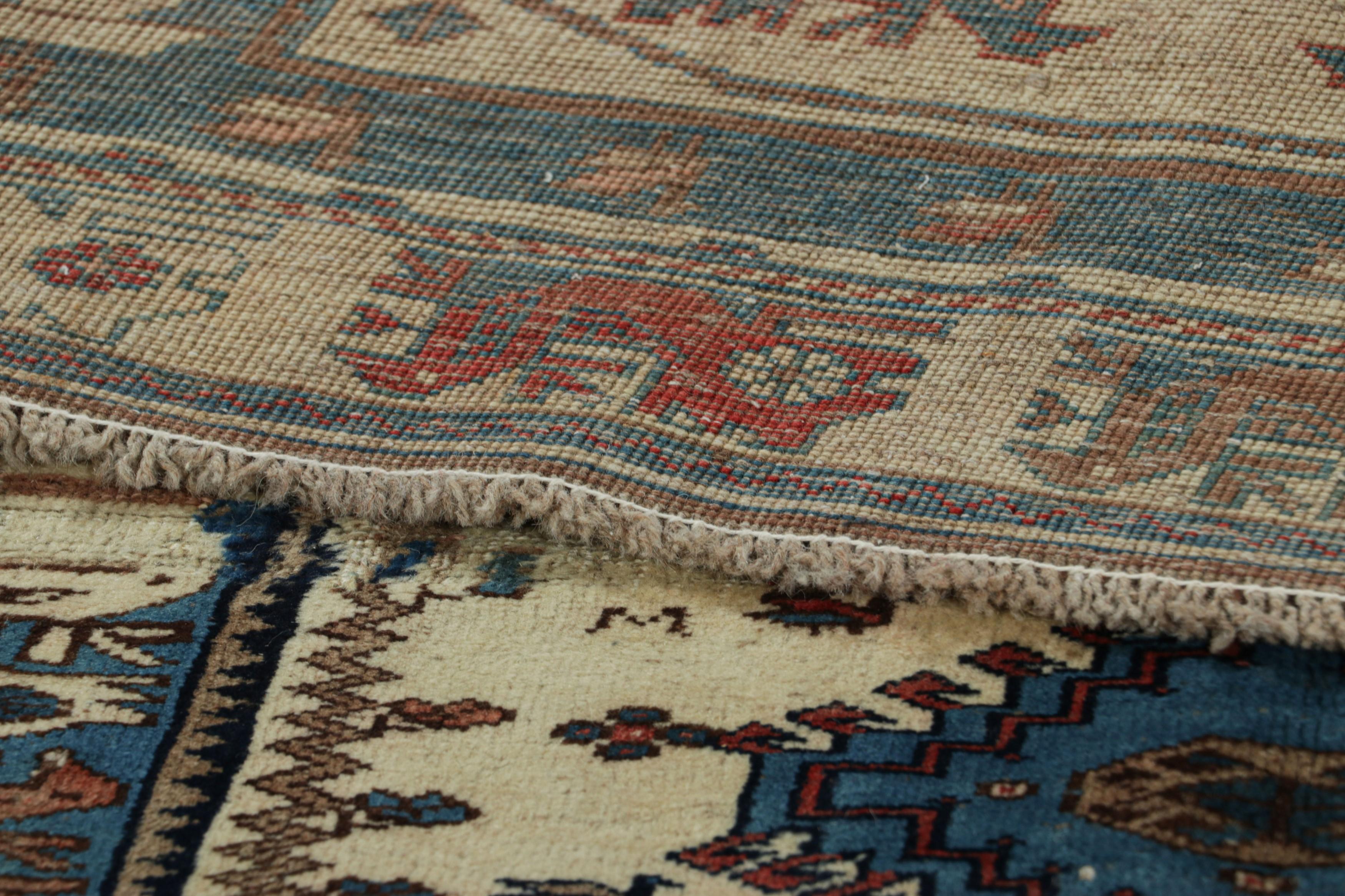 Metà XX secolo Vintage Gabbeh Persian Tribal Rug, Blue with Geometric Patterns - Rug & Kilim in vendita