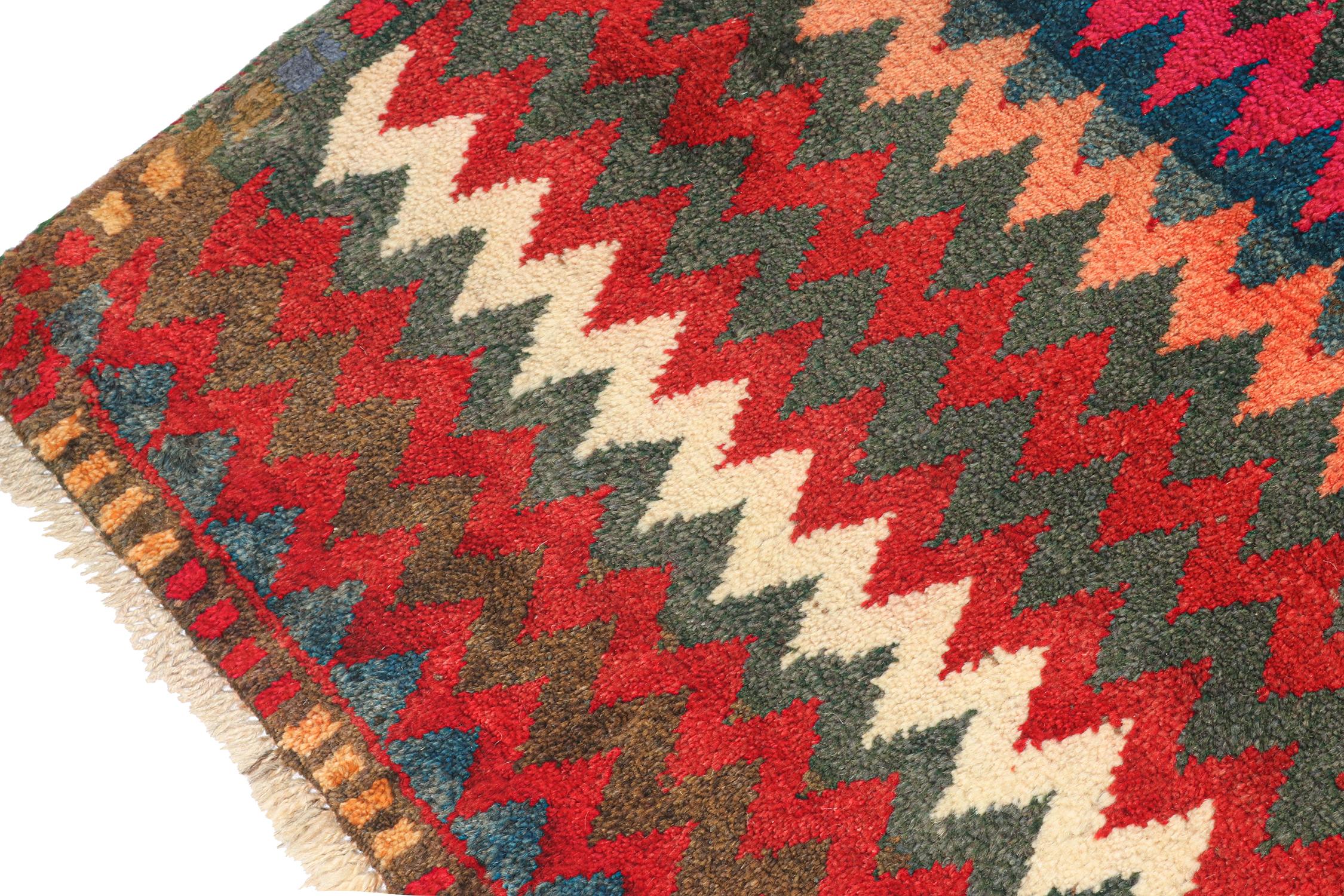 Vintage Gabbeh Persian Tribal Rug in Vibrant Chevron Patterns by Rug & Kilim In Good Condition For Sale In Long Island City, NY