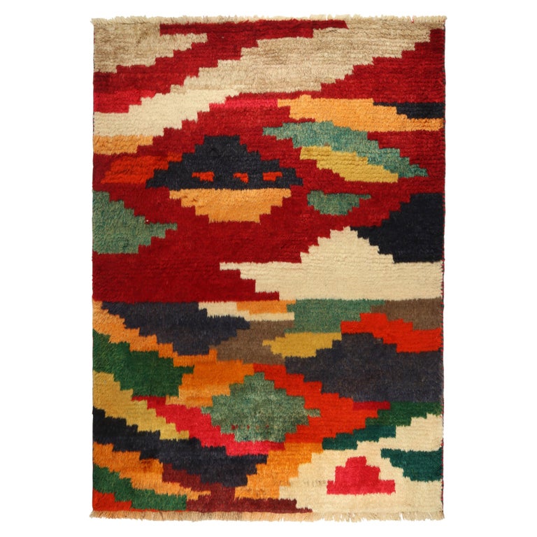 Gabbeh Diamond Pattern Vintage Gabbeh Persian Tribal Rug in Vibrant Geometric Patterns by Rug ...