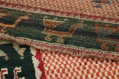 Vintage Gabbeh Persian Tribal Rug, Red with DIamond Medallions - Rug & Kilim