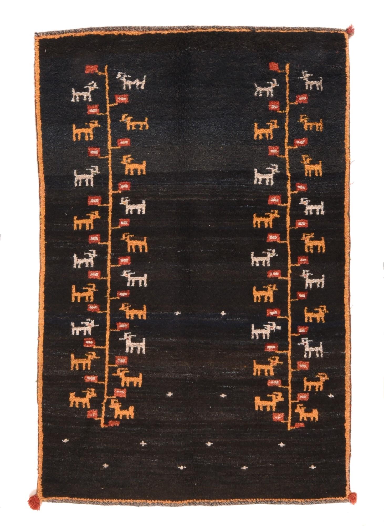 Mid-20th Century Vintage Gabbeh Rug 3'9'' x 5'9'' For Sale