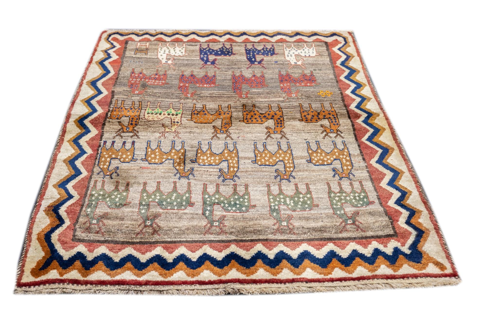 Vintage Gabbeh Rug 4'8'' x 6'5'' For Sale 5