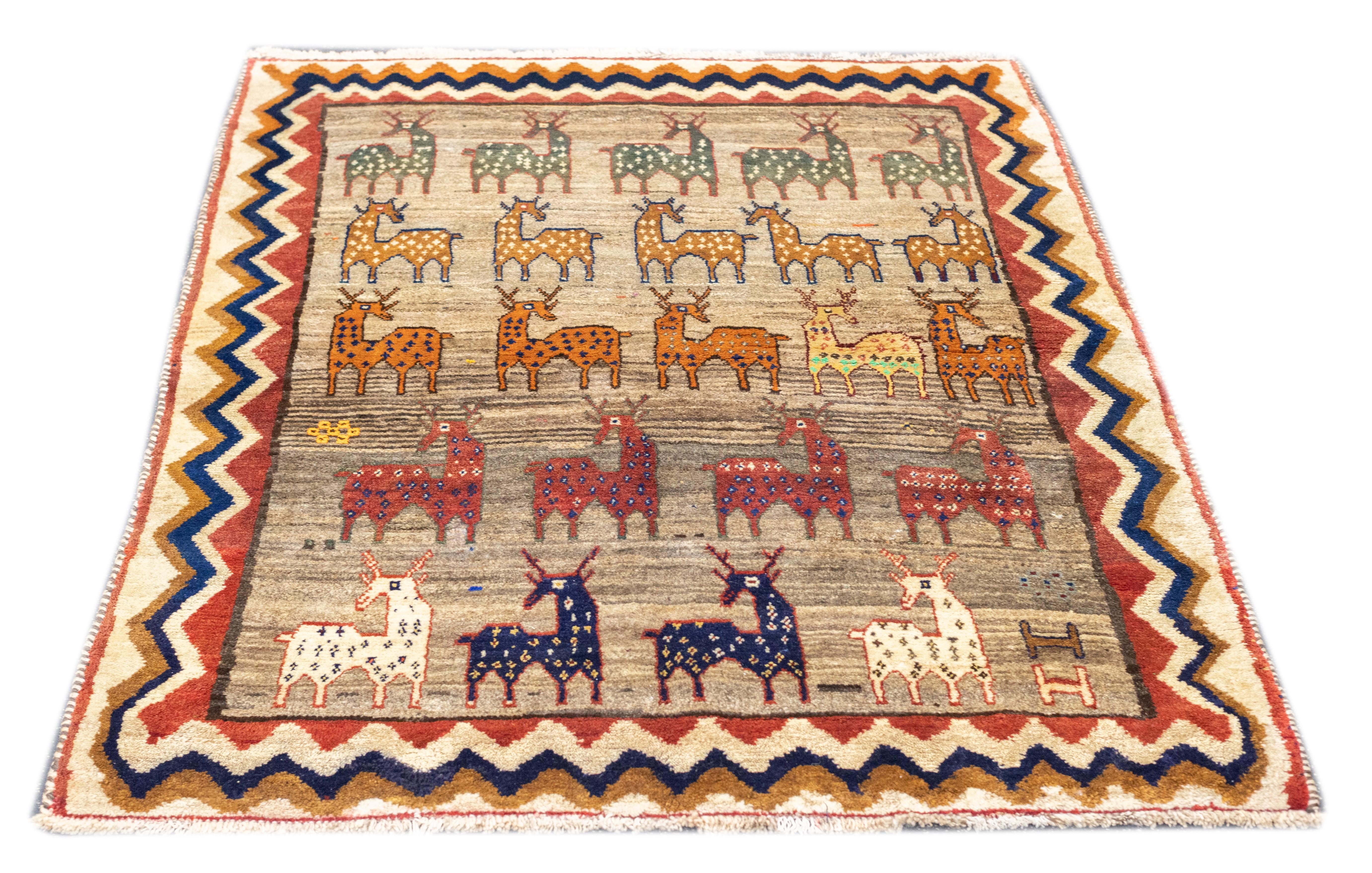 Vintage Gabbeh Rug 4'8'' x 6'5'' For Sale 6