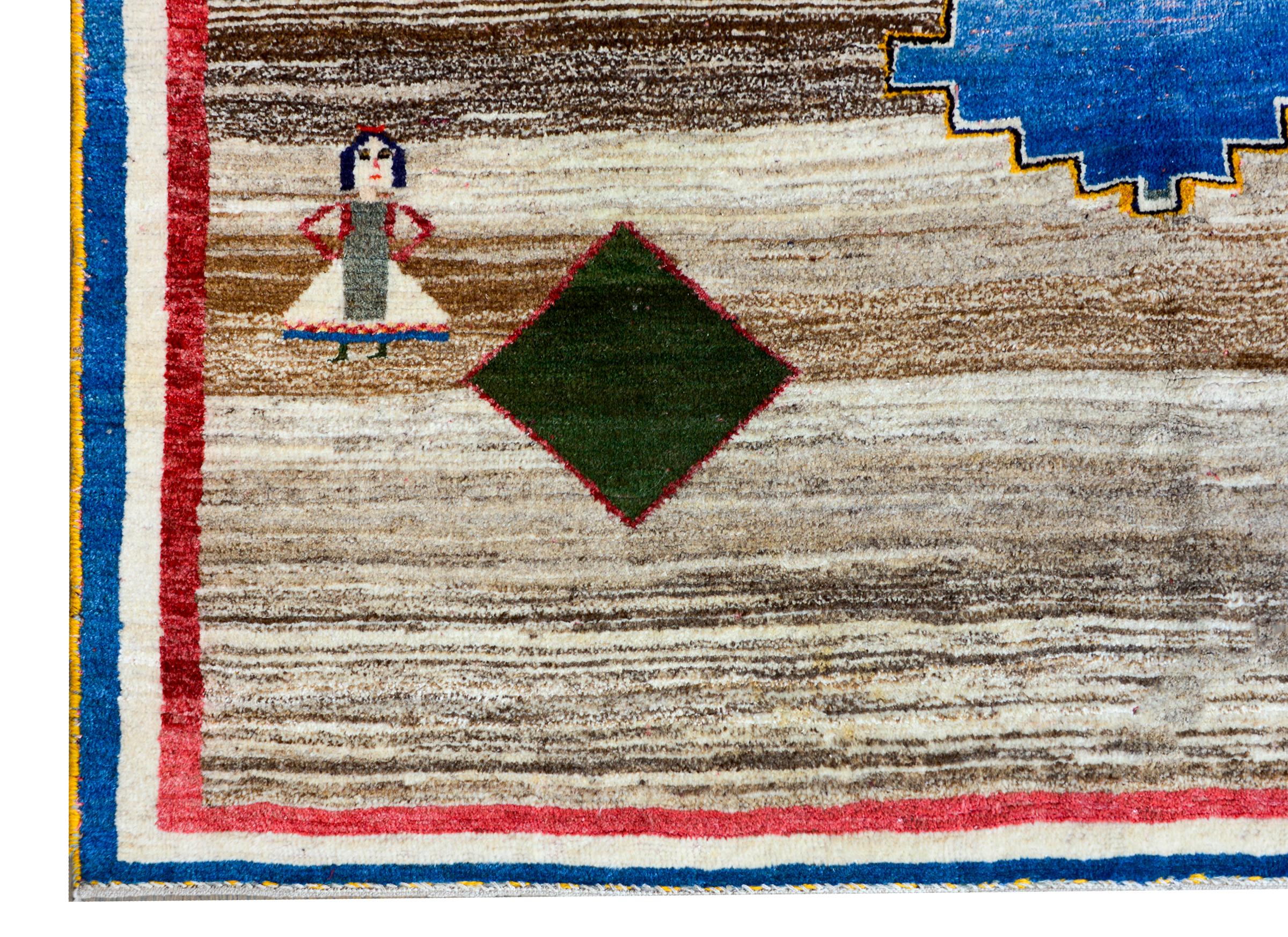 Gabbeh Teppich im Vintage-Stil (Wolle) im Angebot