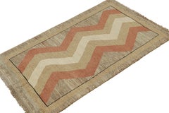 Vintage Gabbeh Rug in Beige-Brown and Red Chevron Patterns by Rug & Kilim