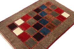 Vintage Gabbeh Rug in Brown, Red & Blue Polychromatic Pattern by Rug & Kilim