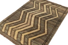 Vintage Gabbeh Rug in Gray and Beige-Brown Chevron Patterns by Rug & Kilim