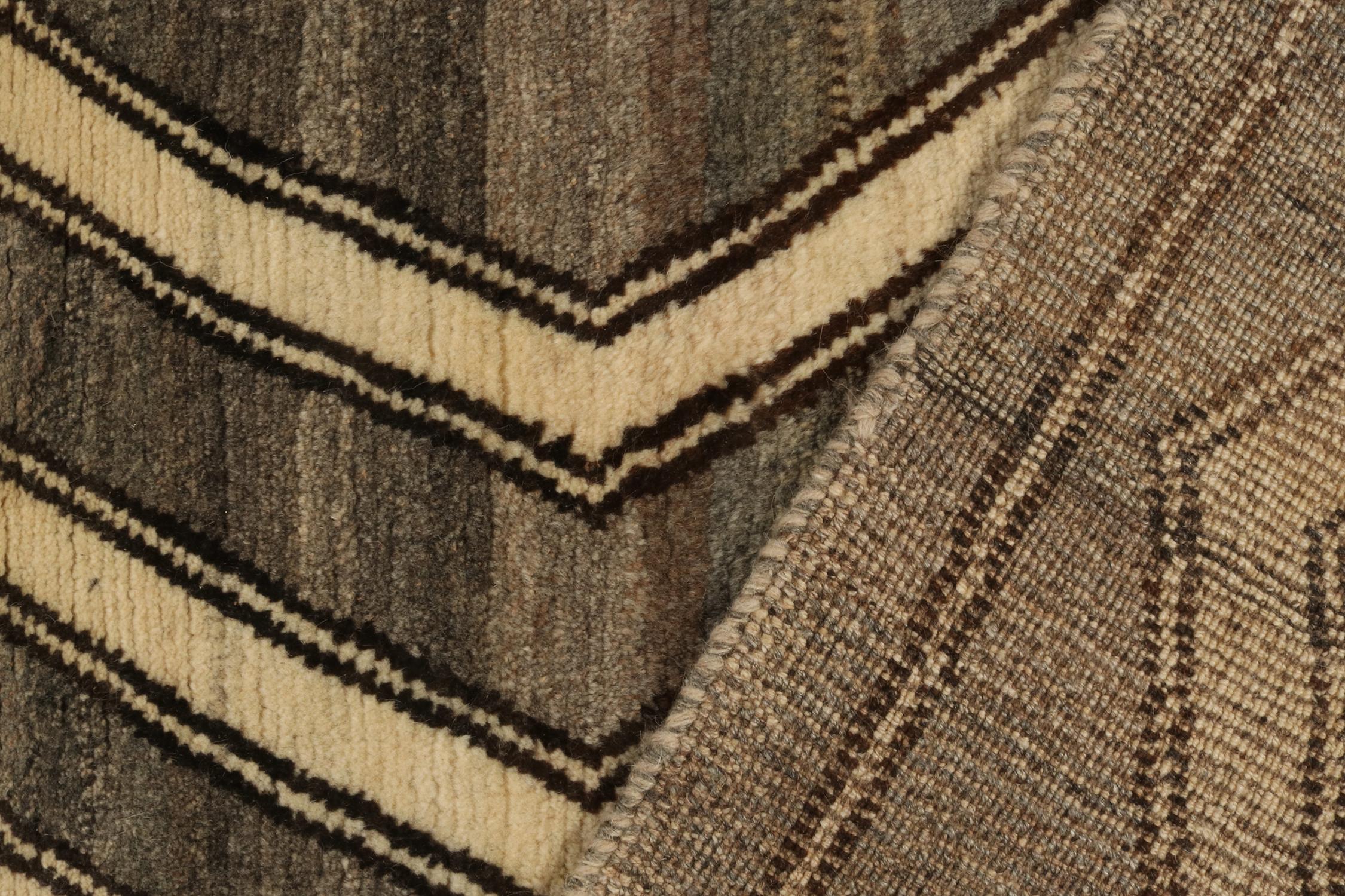 Vintage Gabbeh Rug in Gray and Beige-Brown Chevron Patterns by Rug & Kilim In Good Condition For Sale In Long Island City, NY