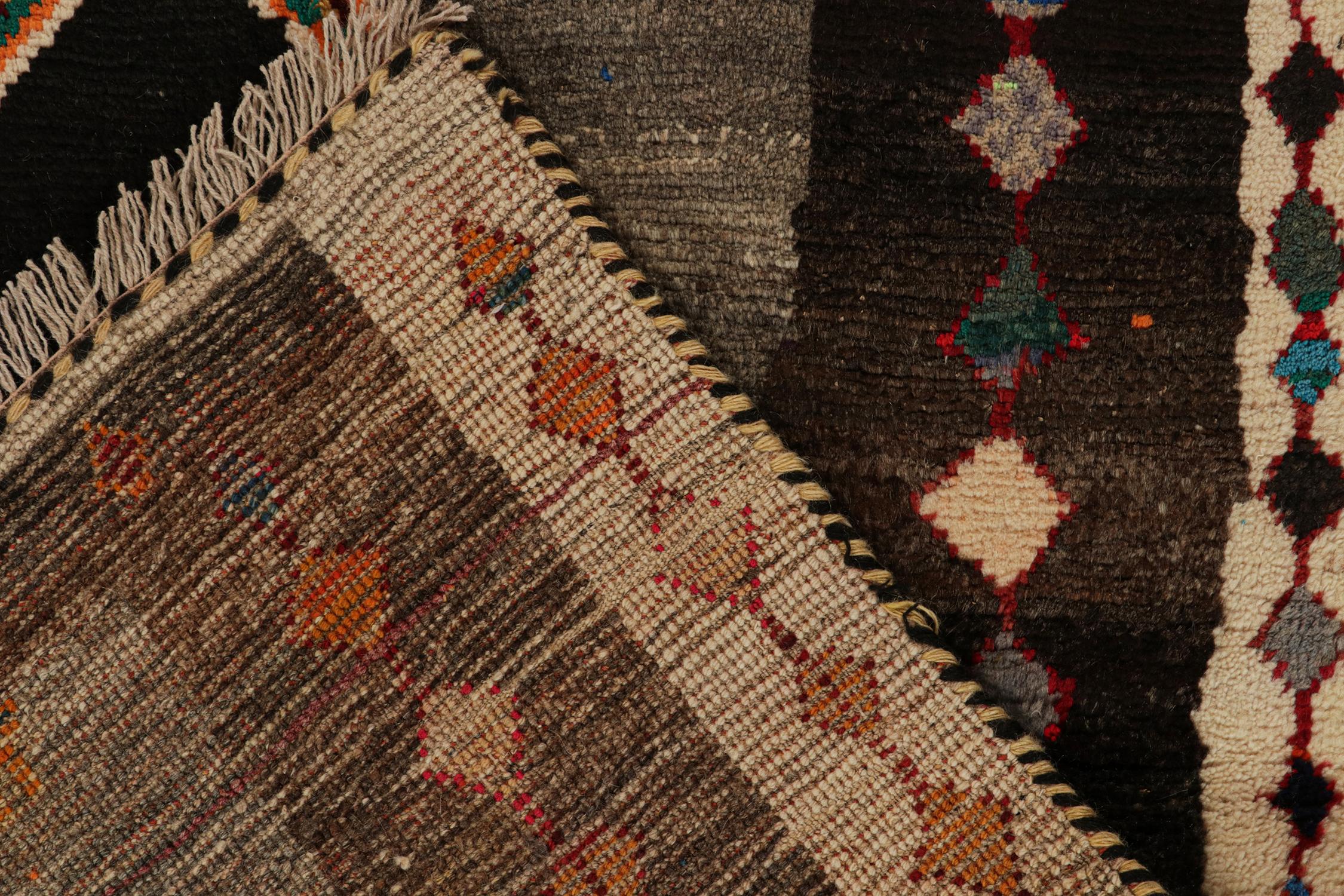 Mid-20th Century Vintage Gabbeh Rug in Grey with Beige-Brown and Black Medallions by Rug & Kilim For Sale
