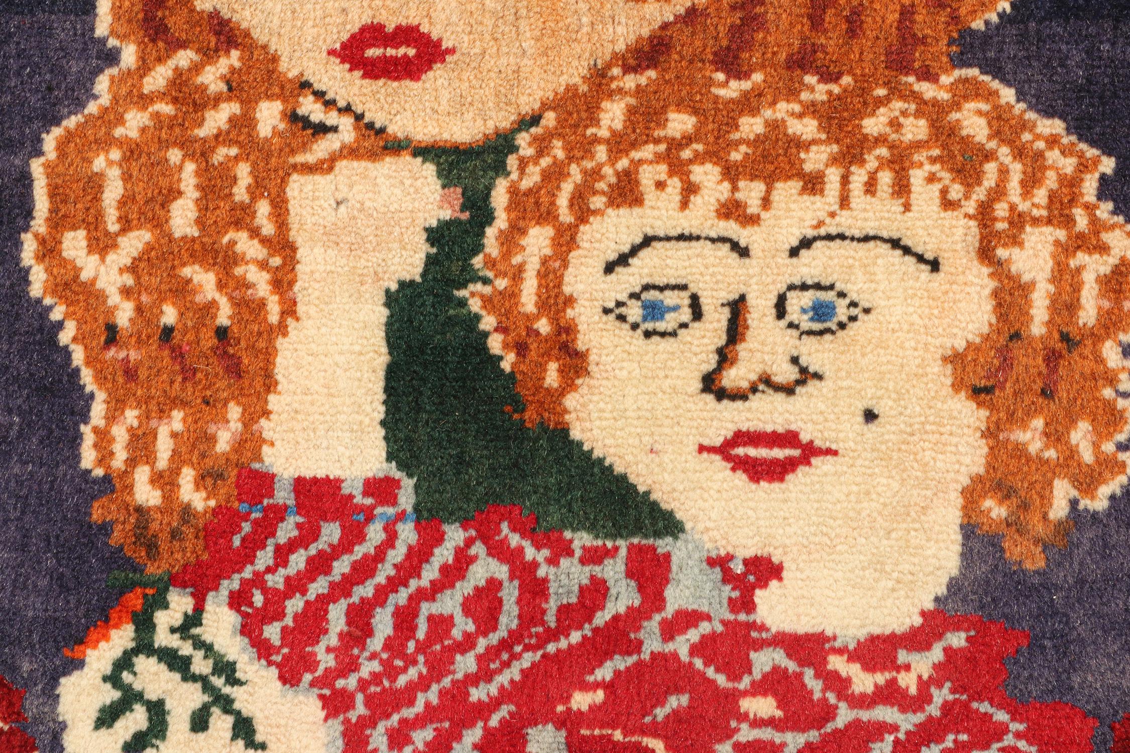 Gabbeh Vintage-Teppich in Rot und Braun mit Bildern und Mustern von Teppich & Kelim im Zustand „Gut“ im Angebot in Long Island City, NY