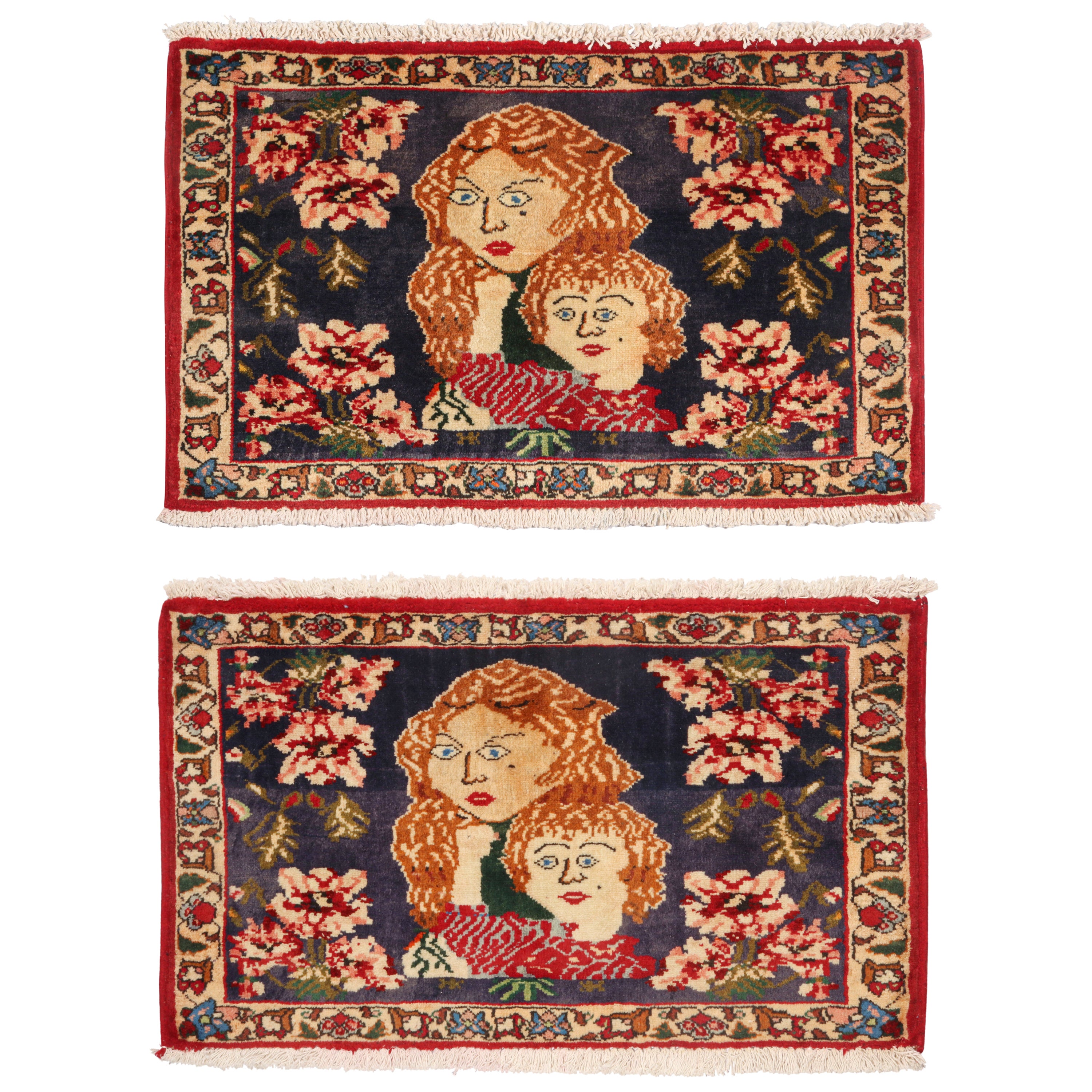 Vintage Gabbeh Rug in Red, and Brown Pictorials with Patterns by Rug & Kilim