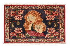 Gabbeh Vintage-Teppich in Rot und Braun mit Bildern und Mustern von Teppich & Kelim