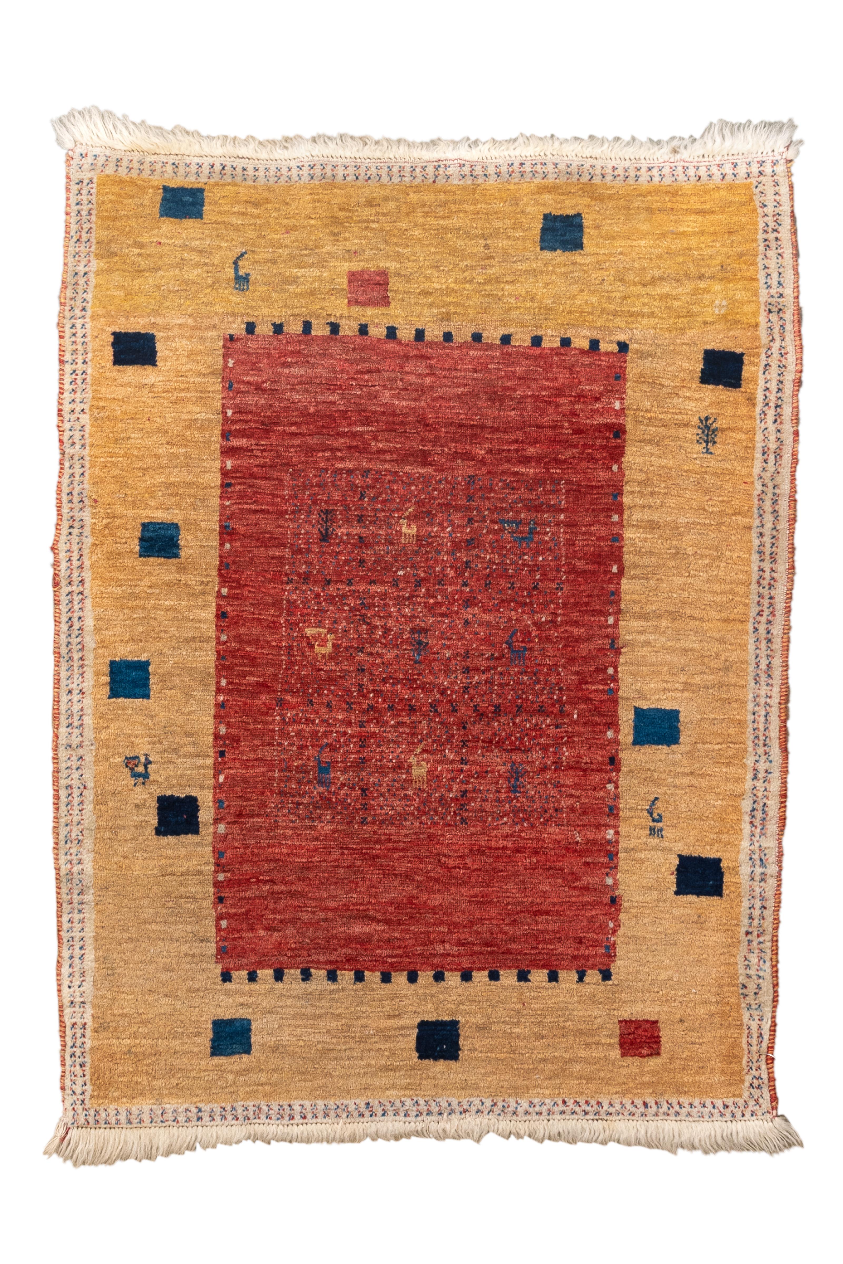  A striking vintage Gabbeh rug measuring 2'10