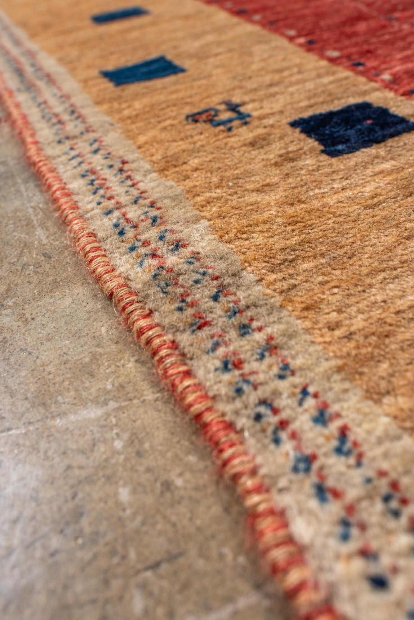 Wool Vintage Gabbeh Rug with Minimalist Tribal Motifs For Sale
