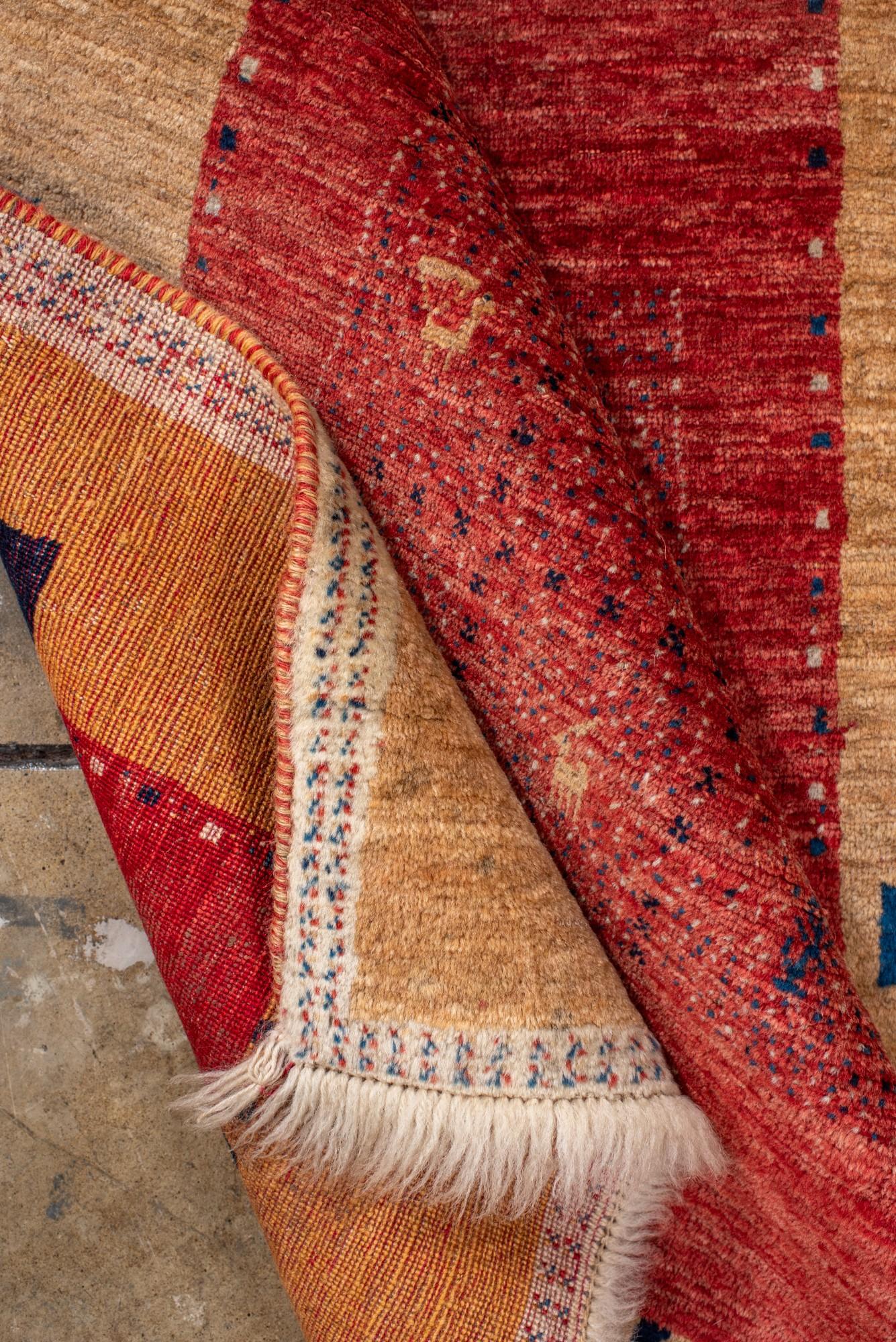 Vintage Gabbeh Rug with Minimalist Tribal Motifs For Sale 1