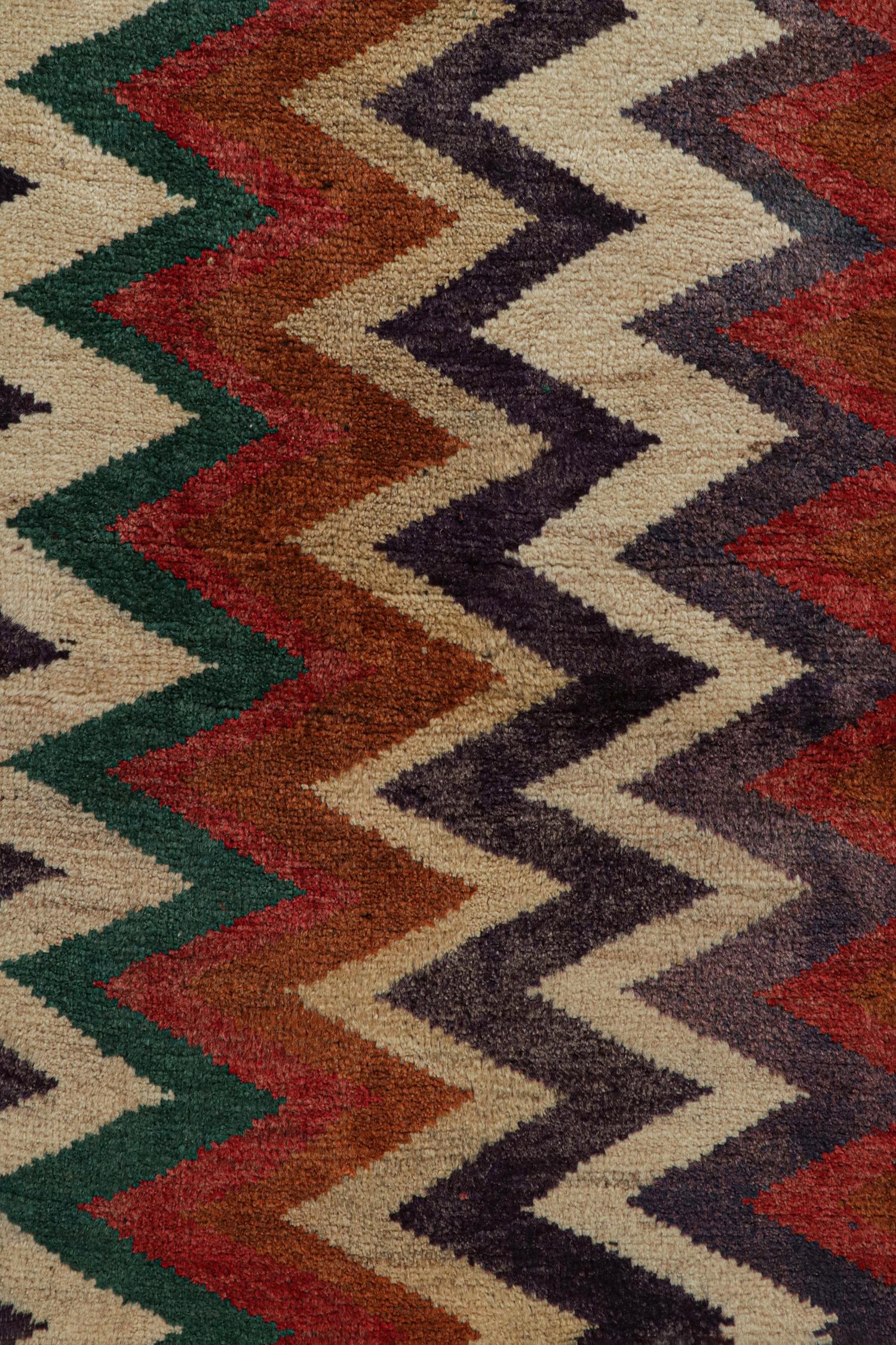 Vintage Gabbeh Runner in Polychromatic Chevron Patterns by Rug & Kilim In Good Condition For Sale In Long Island City, NY