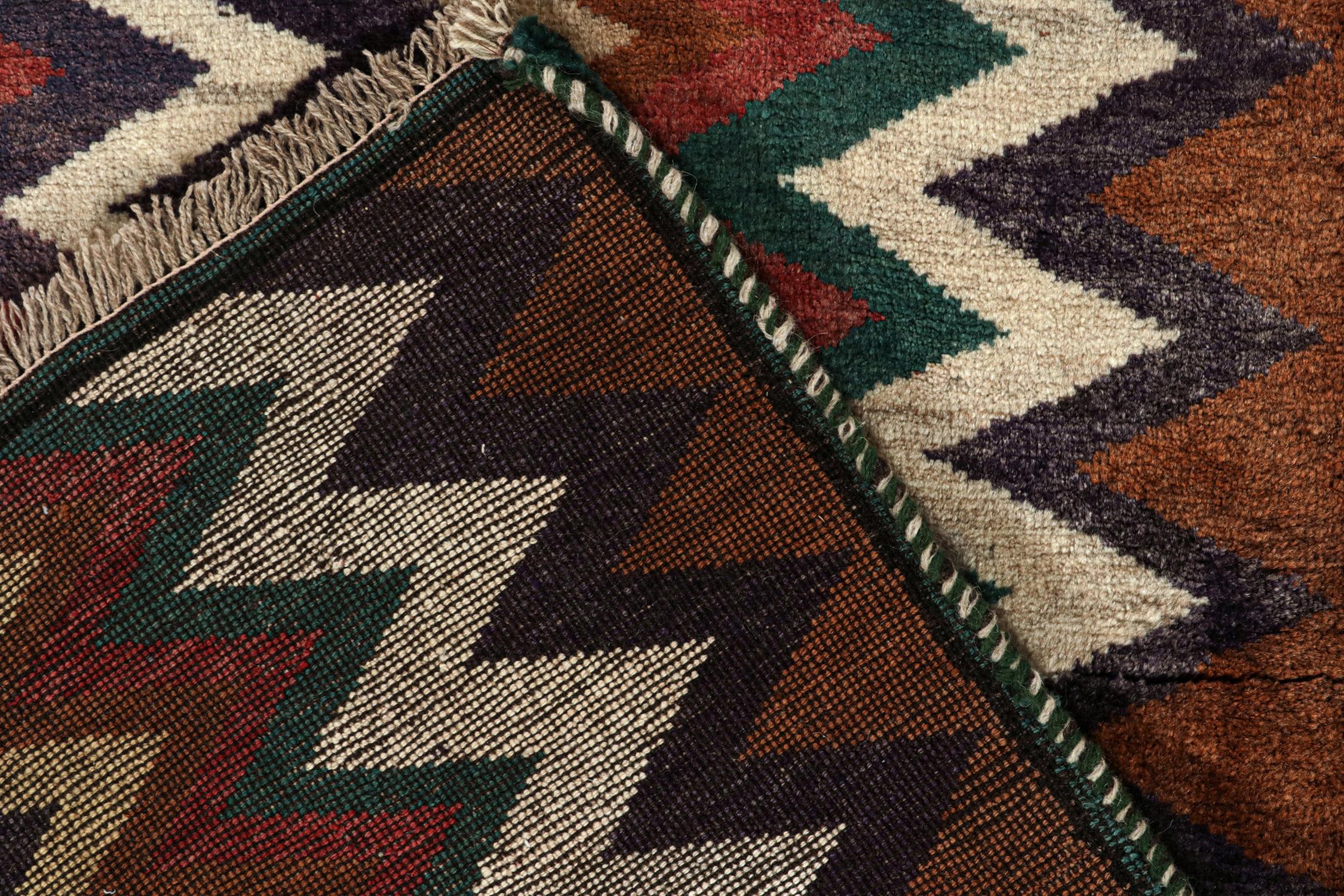 Mid-20th Century Vintage Gabbeh Runner in Polychromatic Chevron Patterns by Rug & Kilim For Sale