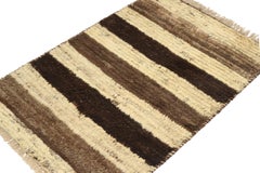 Vintage Gabbeh Tribal Rug in Beige and Brown Stripes by Rug & Kilim