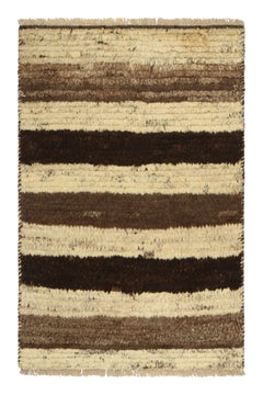 Gabbeh Tribal Teppich im Vintage-Stil mit beige und braunen Streifen von Teppich & Kelim