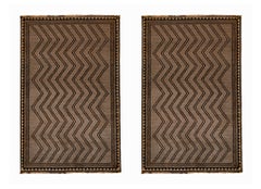 Vintage Gabbeh Tribal Rug in Beige-Brown & Black Chevron Patterns by Rug Kilim