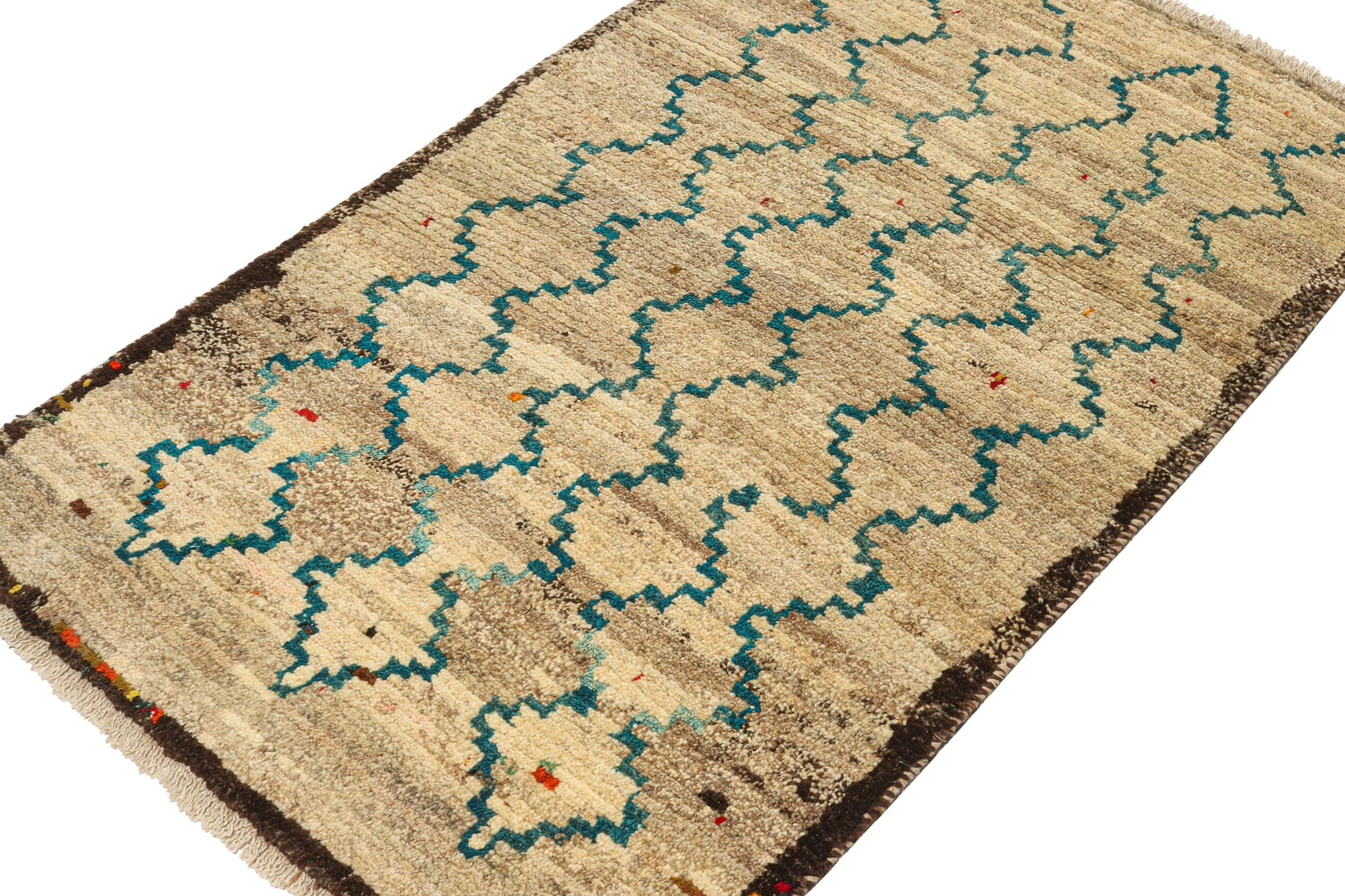 This vintage 3x5 Gabbeh Persian rug is from the latest entries in Rug & Kilim’s rare tribal curations. Hand-knotted in wool circa 1950-1960.

On the design:

This tribal provenance is one of the most primitive, and collectible shabby-chic styles