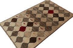 Vintage Gabbeh Tribal Rug in Beige-Brown, Gray and Red Accents by Rug & Kilim