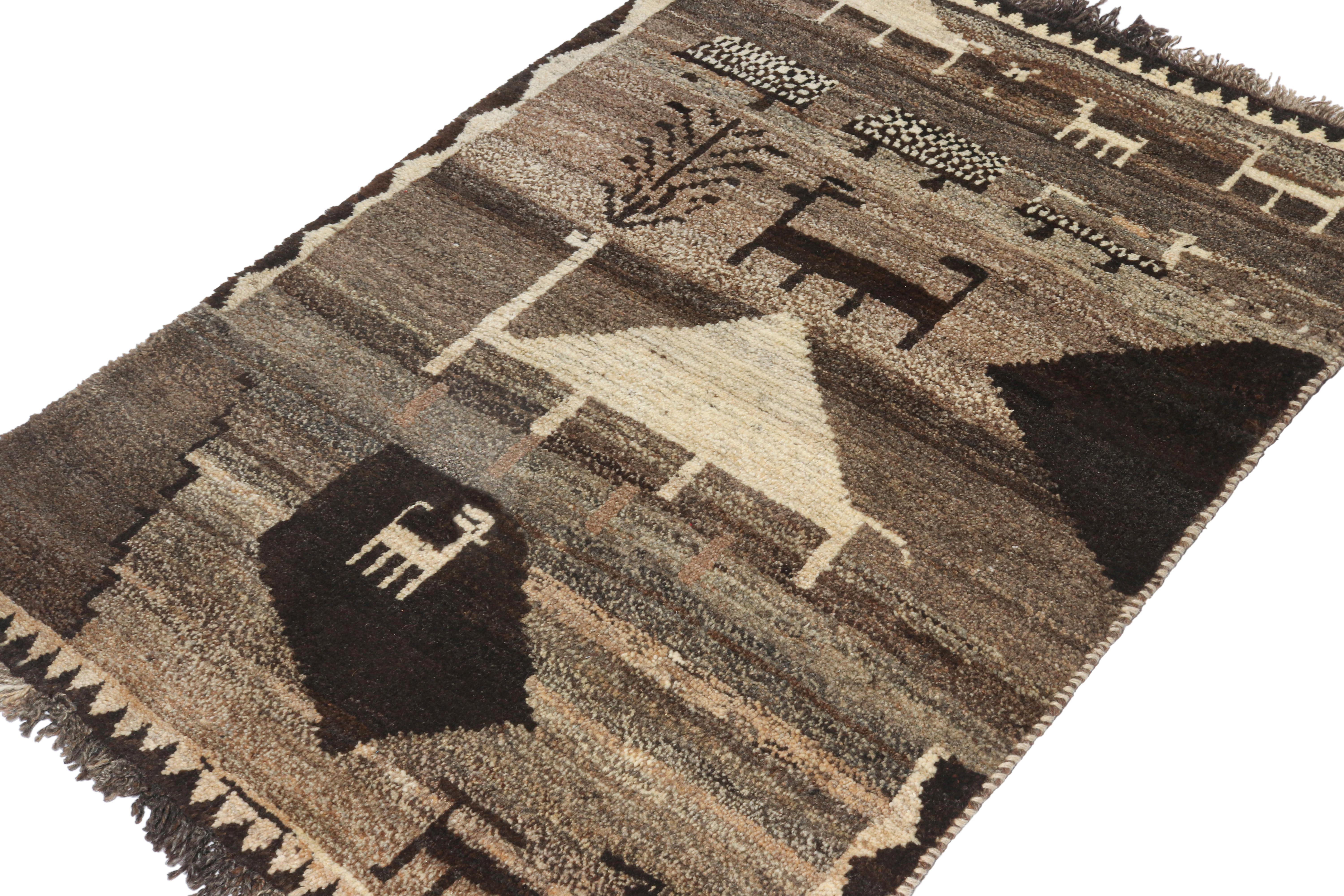 This vintage 3x5 Gabbeh Persian rug is from the latest entries in Rug & Kilim’s rare tribal curations. Hand-knotted in wool circa 1950-1960.
On the Design:
This tribal provenance is one of the most primitive, and collectible shabby-chic styles in