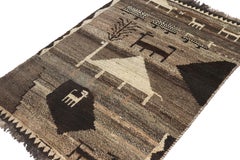 Vintage Gabbeh Tribal Rug in Beige-Brown, Grey Pictorial Pattern by Rug & Kilim