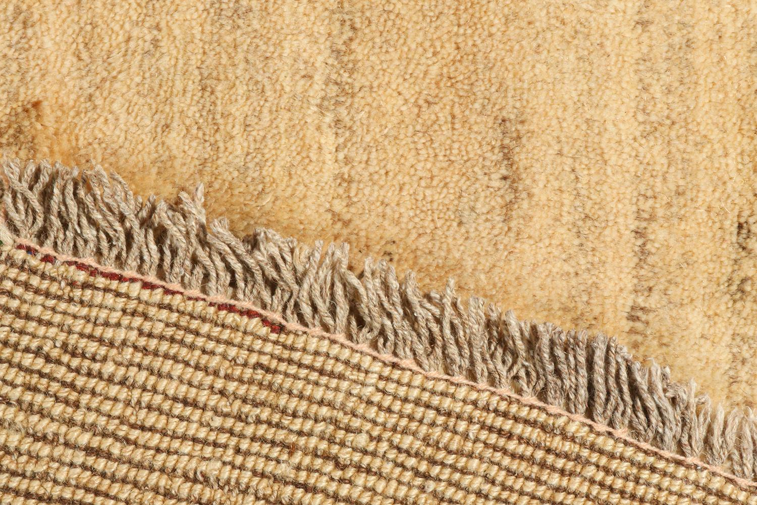 Wool Vintage Gabbeh Tribal Rug in Beige-Brown Open Field Pictorial by by Rug & Kilim For Sale