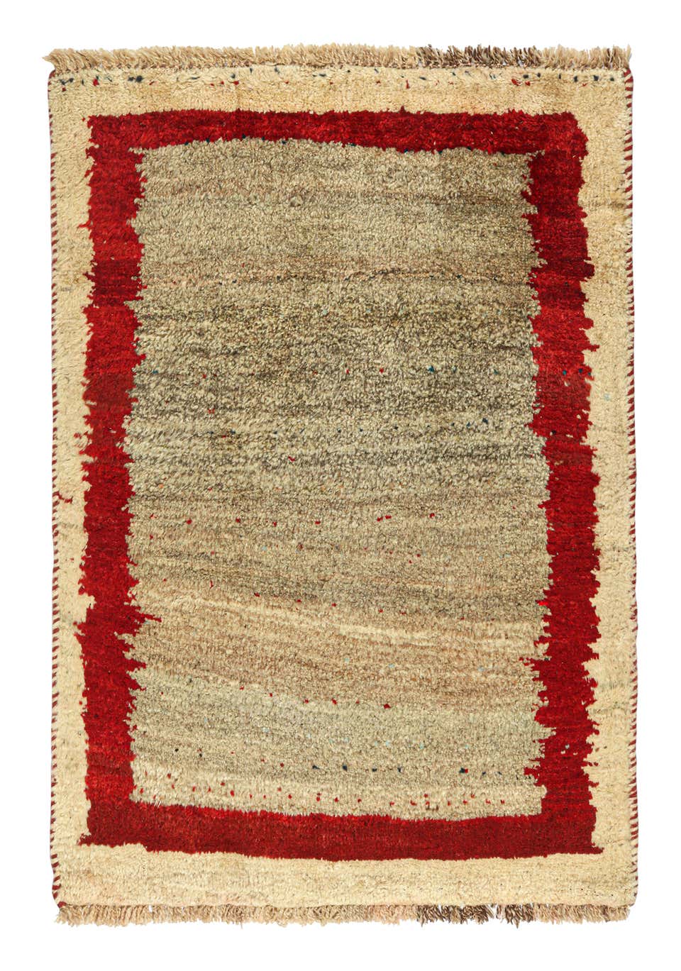 Behag Open Rug Vintage Gabbeh Tribal Rug in Beige-Brown and Red Geometric Pattern by ...